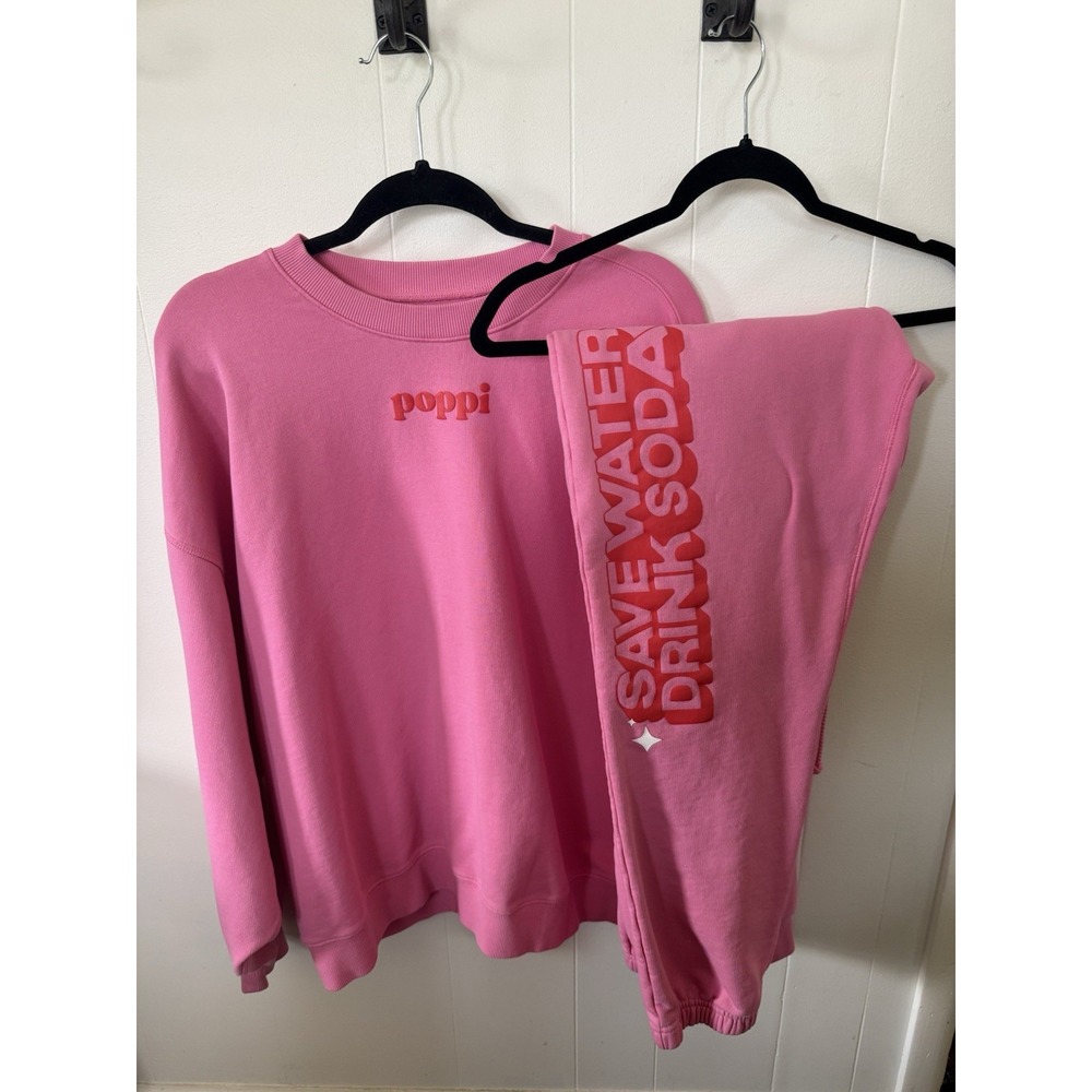 Poppi Soda Pink Sweat Set Crewneck And Sweatpants M\L Loungewear Merch